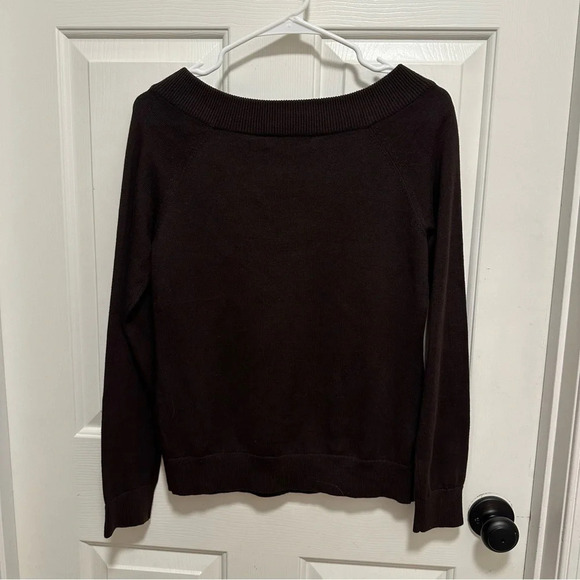 Lauren Ralph Lauren Womens Sweater Size M Brown Boat Neck Horse Buckle Accent - Picture 2 of 5